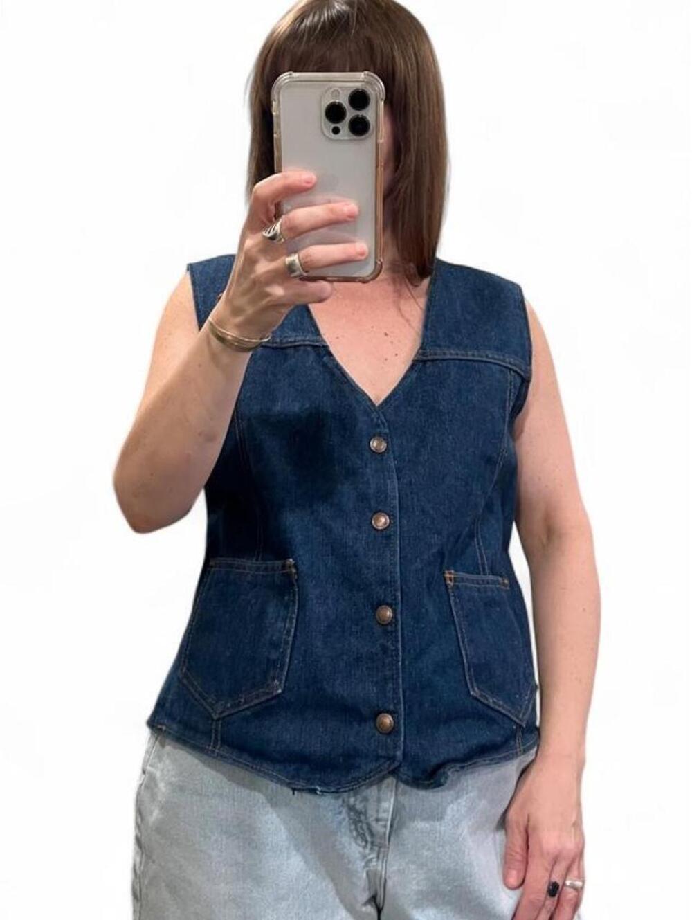 Vintage 90s Dark Wash Denim Vest Top